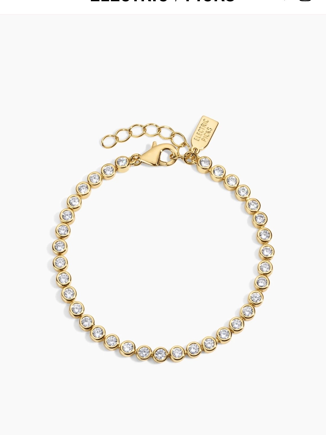 Gold Crystal Bezel Bracelet With Clear Stones By Electric Picks